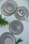 Hermia Juego para servir tartas de porcelana, 6 piezas, Gris